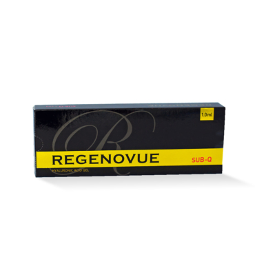 Regenovue Sub-Q dermal filler for premium facial contouring and volume enhancement with highly cross-linked hyaluronic acid.