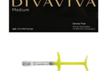 Elegant presentation of Divaviva MEDIUM dermal filler with a sleek, professional aesthetic, showcasing its premium quality and advanced formulation for facial rejuvenation.