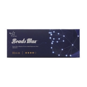 Beads Max High hyaluronic acid dermal filler for volumizing and contouring in sleek packaging.