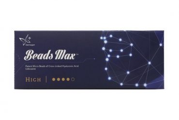 Beads Max High hyaluronic acid dermal filler for volumizing and contouring in sleek packaging.