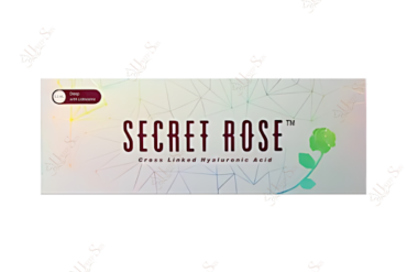 Secret Rose Hyaluronic Acid bottle with a rose-themed label, designed for skin hydration and rejuvenation.