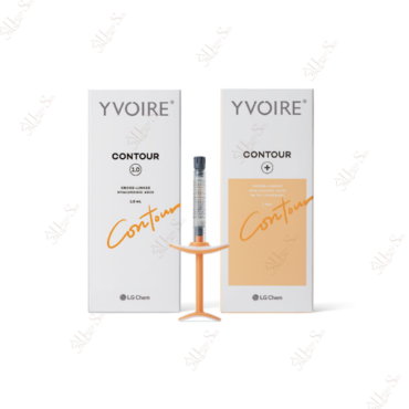 Yvoire Contour dermal filler for volumizing and contouring facial features, featuring high-quality hyaluronic acid and lidocaine for comfort, available in a 1 x 1.0mL pre-filled syringe.